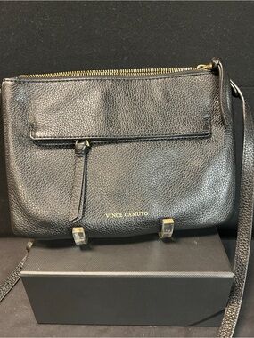 Vince Camuto Black Pebbled Leather Crossbody